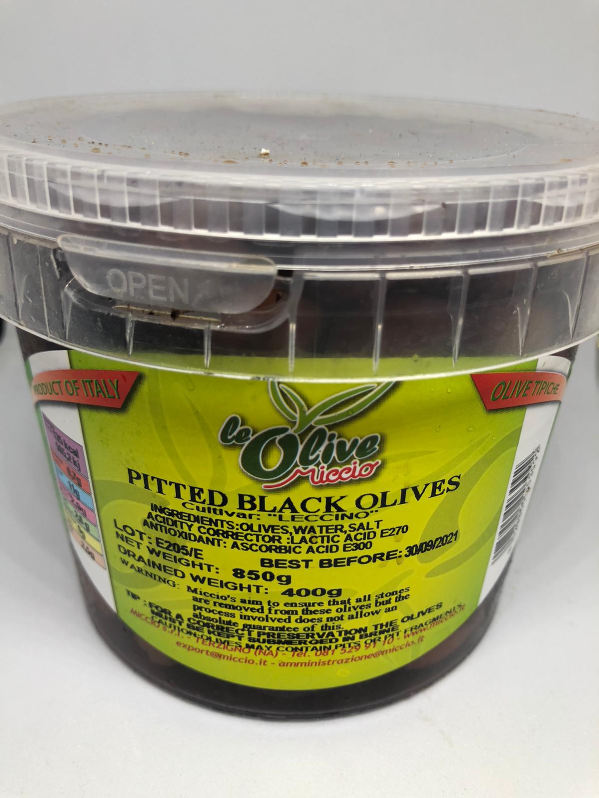 Leccino pitted black olives 400g